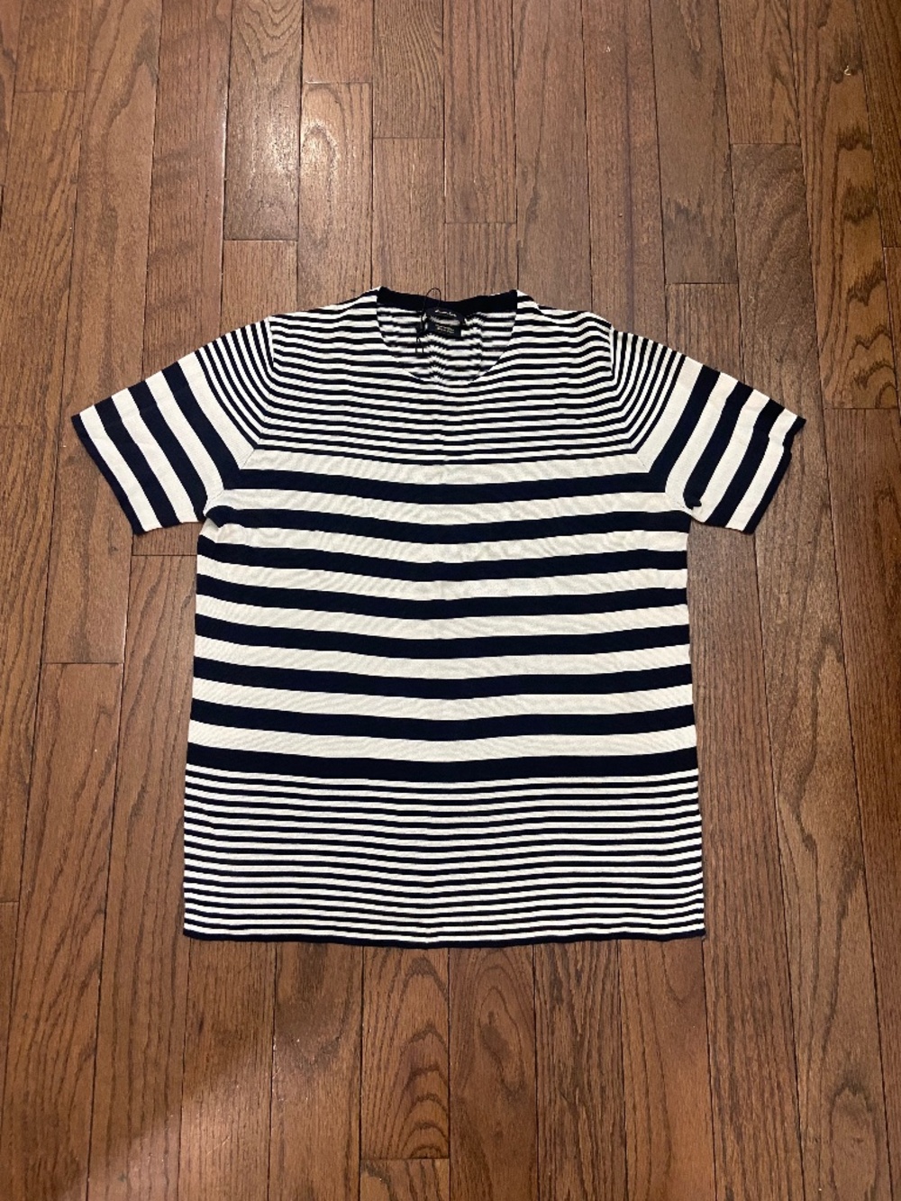 Massimo Dutti Short Sleeves Cotton Tshirt black and white stripes